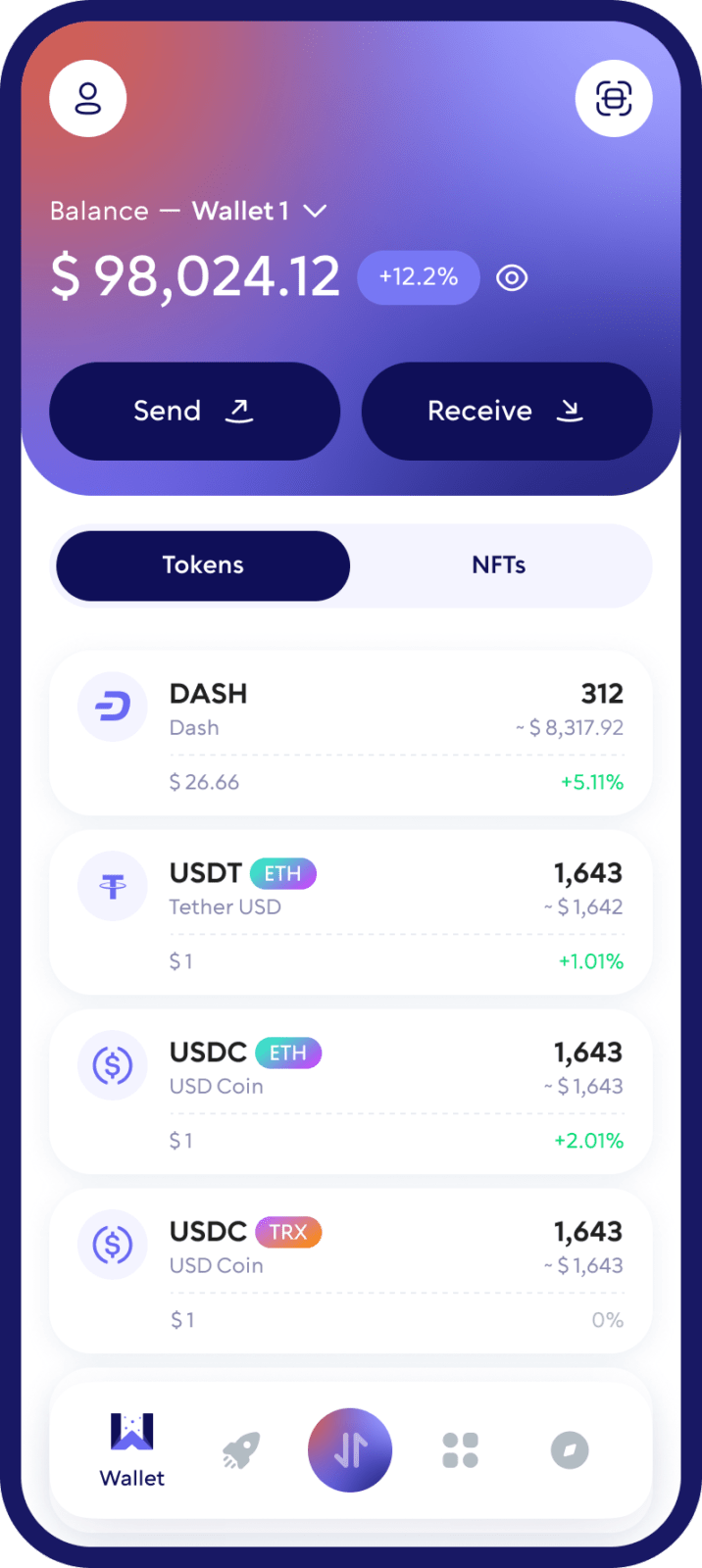 Dash (DASH) Cryptocurrency Wallet Walletverse
