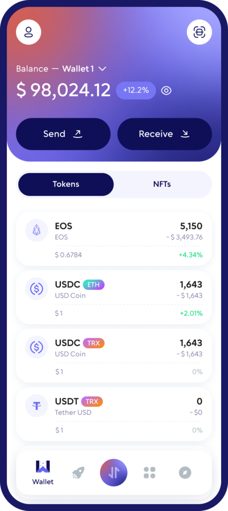 EOS (EOS) Cryptocurrency Wallet Walletverse
