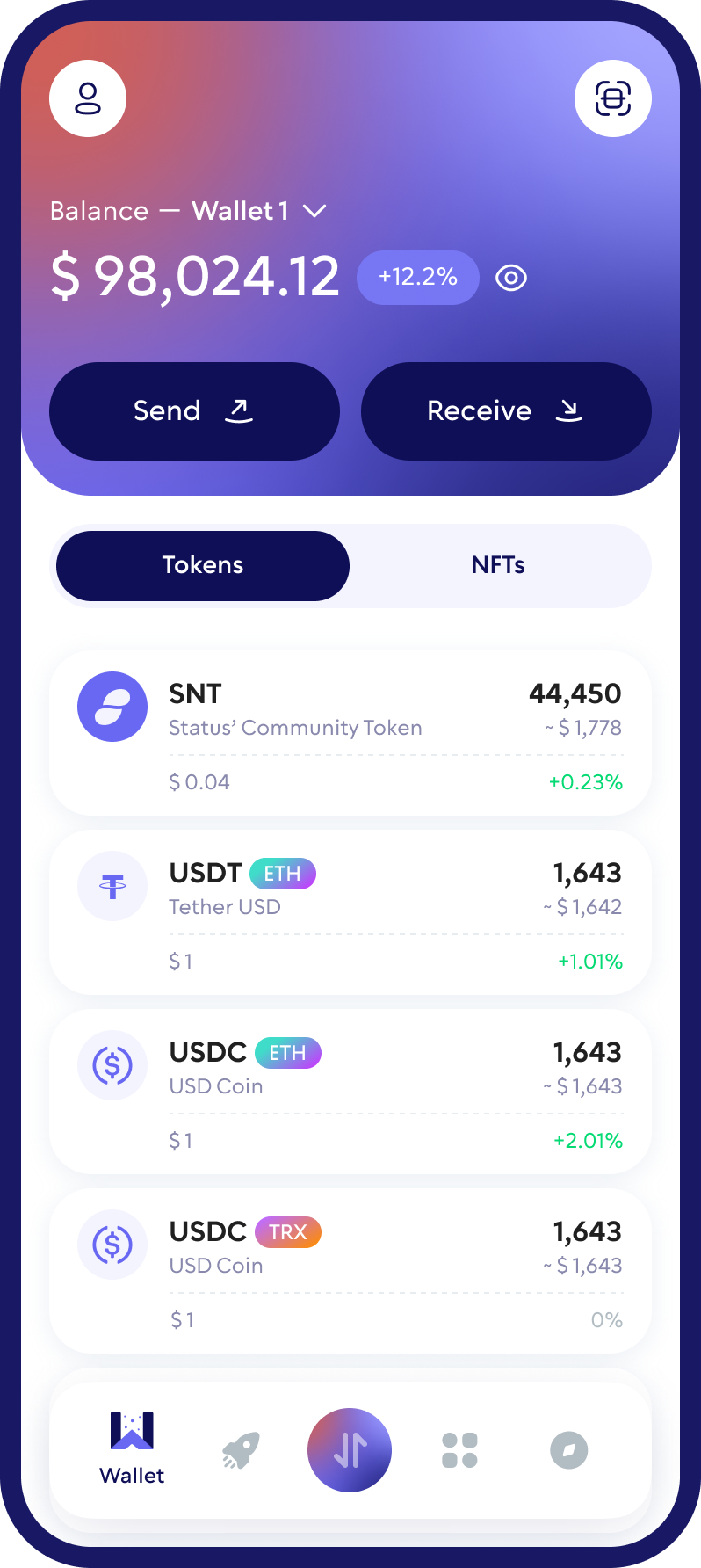 Status Community Token (SNT) Cryptocurrency Wallet Walletverse