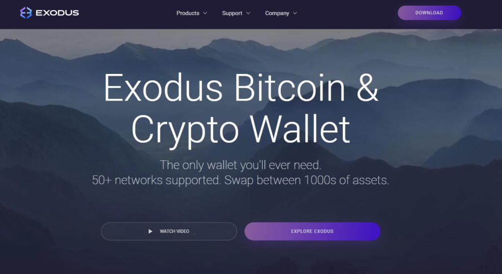 Exodus website screenshot