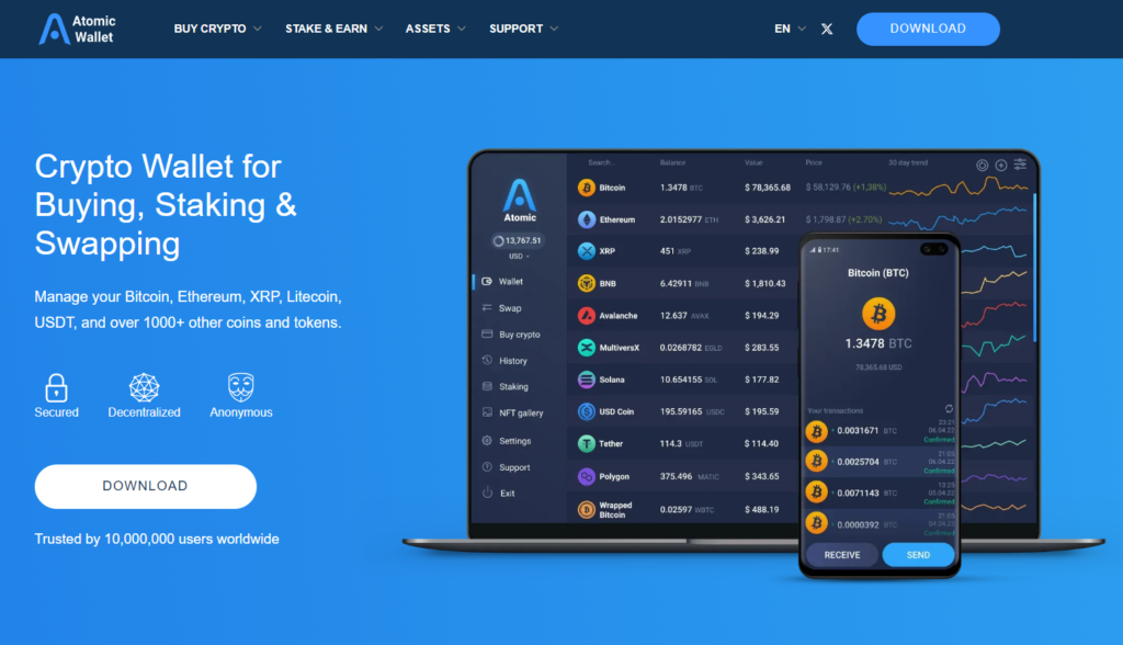 Atomic wallet website screenshort