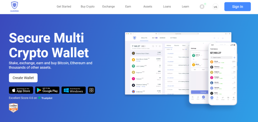 Guarda wallet website screenshot