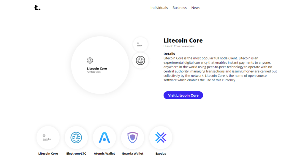 Lirecoin Core website screenshot