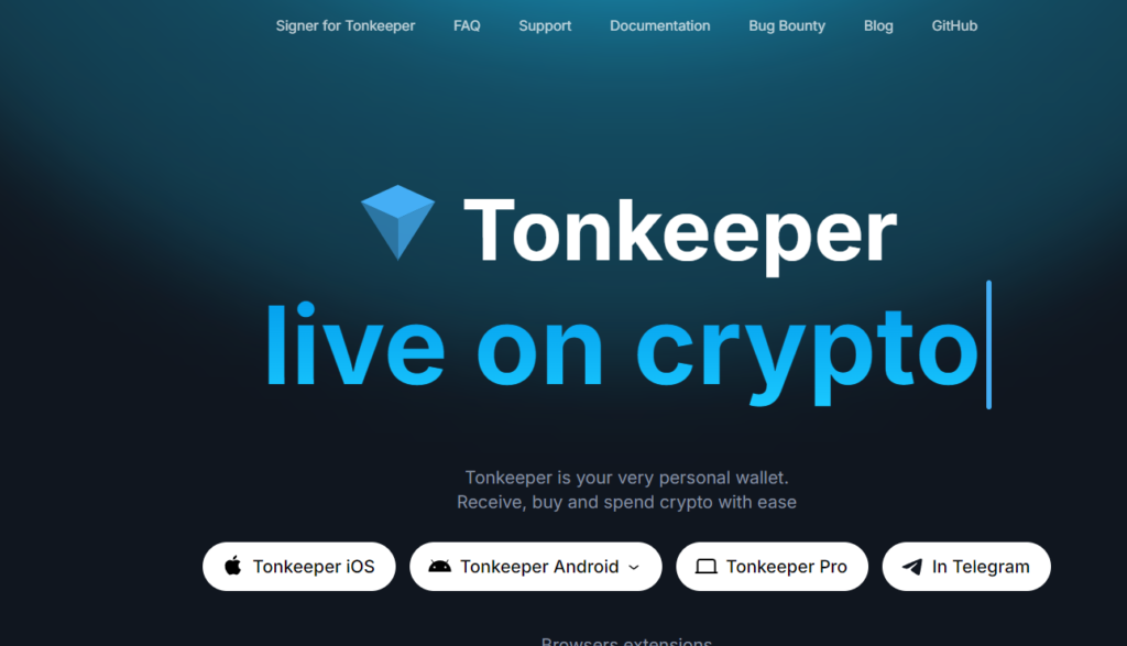 Tonkeeper website screenshot