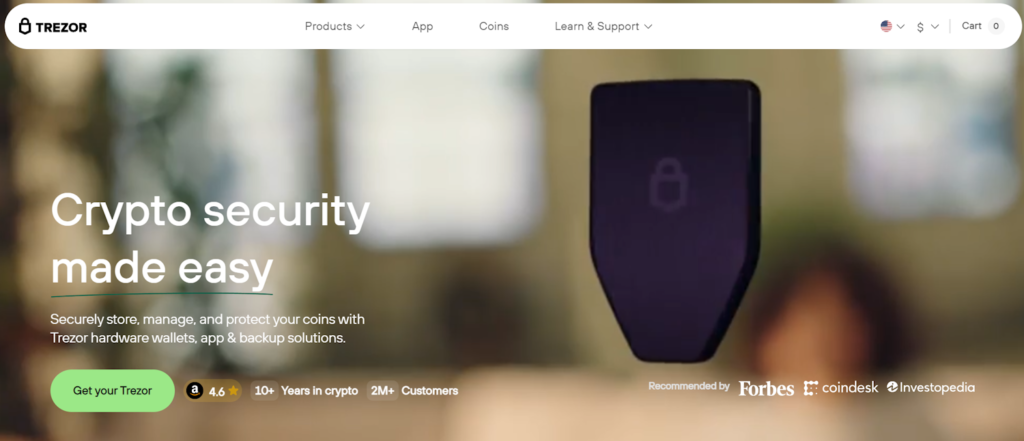Trezor website screenshot