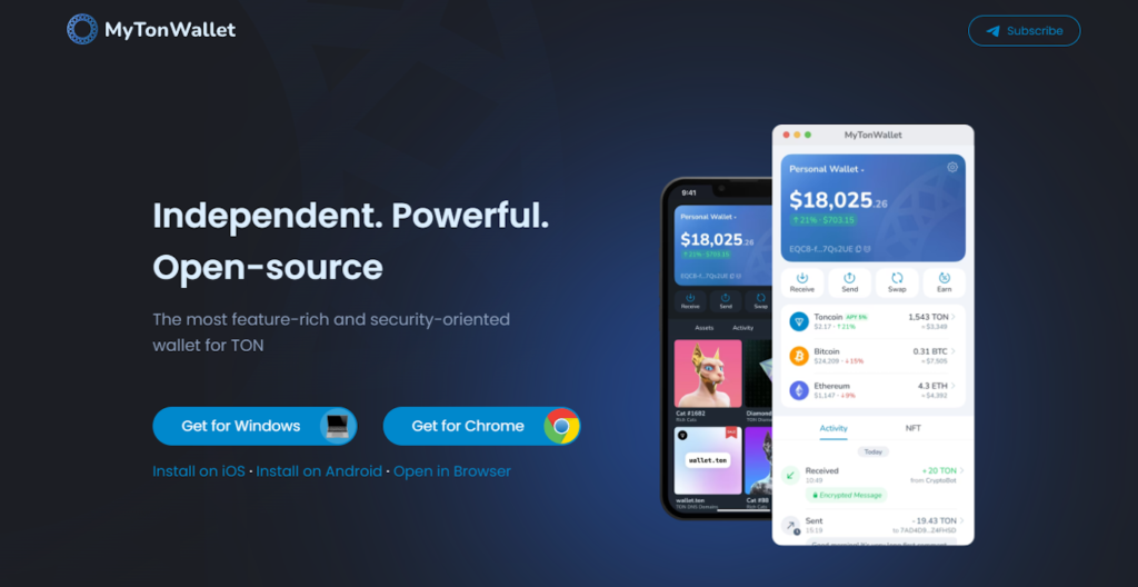 Mytonwallet website screenshot