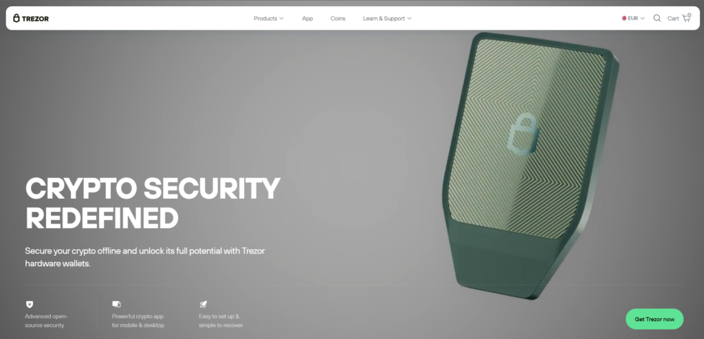 Trezor Model T website creenshot