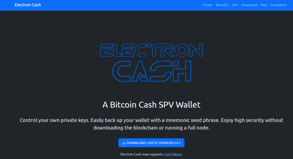 Electron cash wallet
