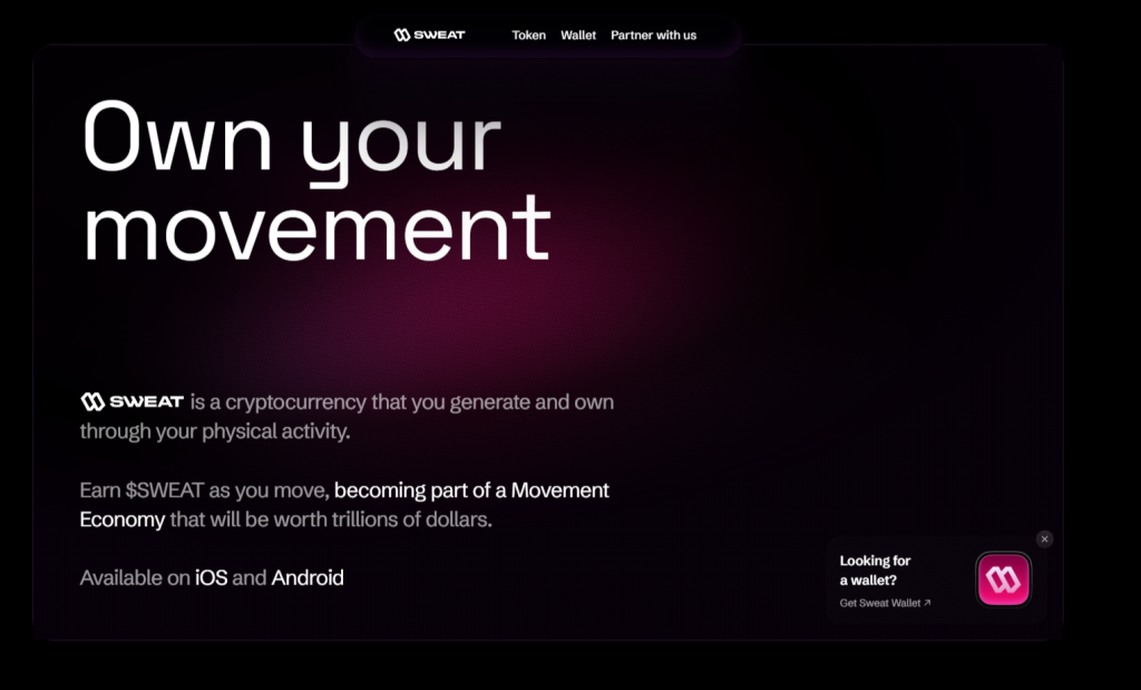 Sweat Wallet website